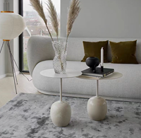 Table d'appoint en marbre naturel, design de mobilier d'intérieur, table multicolore, pilier en pierre de luxe, socle en marbre