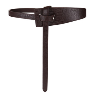 Ceintures larges et longues pour femmes, ceintures simples en cuir PU <span class=keywords><strong>noir</strong></span> pour robes et manteaux - Product Image 4