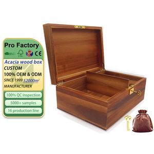 Premium Acacia Decorative Wooden Keepsake Box 11 x 8.5 x 5in Memory Gift Box with Hinged Lid Locking Key Wood Crafts Wall Signs