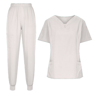 Women Hospital <b>Scrub</b> Set Two Piece Short Sleeve Lightweight Moisture Wicking Work Uniforms Split Set For Medical Caregiver - Product Image 2