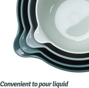 Ensemble de 4 bols mélangeurs empilables en plastique sans BPA avec <span class=keywords><strong>bec</strong></span> verseur et poignée, pour la maison - Product Image 6