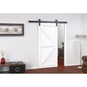 Solid wooden barn door has a locking device which can effectively ensure security and anti-theft performance for house