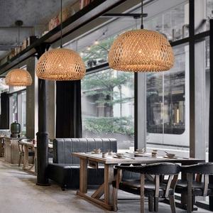 手作り天然環境にやさしい竹製バスケットケージ農家スタイル炎装飾吊り下げライトE26ベースミドルサイズ - Product Image 5