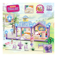 Großes Unisex Puppenhaus Villa Herrenhaus Spielzeug mit Balkon, Pool, Rutsche, Aufzug, Möbel, Geschichten-Spielset, Geschenk, Plastik DIY TOYSRUNNER DLHS0307