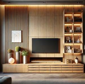 Set di Mobili da Soggiorno Porta <span class=keywords><strong>TV</strong></span> a U Moderno con Caminetto - Product Image 6