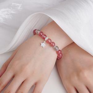 Dessiner des sentiments positifs Bijoux en cristal de guérison Pierre naturelle Étoile Pierre de lune Perlée Fraise Quartz Bracelet en cristal pour fille - Product Image 2