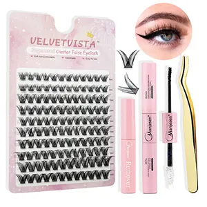 New Style Russian 3D Faux MINK Eyelash Extension 15 20 25mm Wholesales Fluffy Mink Cluster Lashes High Quality