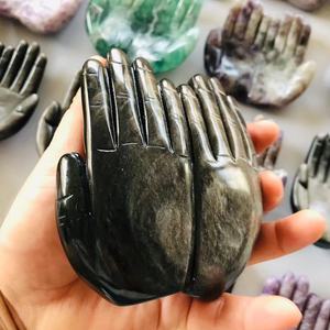 Vendita calda sculture in cristallo naturale a mano mano di Buddha ossidiana <span class=keywords><strong>nera</strong></span> sogno <span class=keywords><strong>ametista</strong></span> per la decorazione domestica di fengshui - Product Image 6