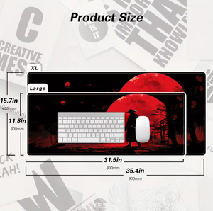 Grand tapis de souris de jeu 35,4 <span class=keywords><strong>x</strong></span> 15,7 pouces, design samouraï japonais, base en caoutchouc antidérapante, lavable, tapis de bureau étendu, PC portable - Product Image 3