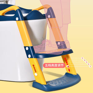 Taburete para inodoro con asiento antideslizante y reposapiés para niños y adultos, PVC gris y blanco - Product Image 2