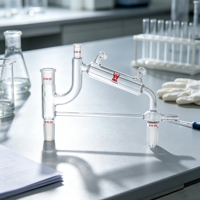 Aparato de Destilación a Presión Reducida para Laboratorio CS Labglass, Cabeza de Destilación Claisen Integrada de Vidrio Borosilicato al Vacío