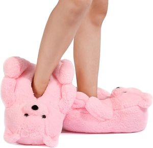 Nhà Máy Chất Lượng Cao Màu Hồng Ngoài Trời Dễ Thương Ấm Trong Nhà Phòng Ngủ Gấu Bông Tùy Chỉnh Động Vật Sang Trọng Dép Đi Trong Nhà Cho Trẻ Em - Product Image 5