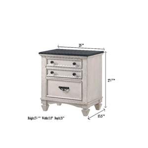DB 1-<b>Pc</b> Antique Modern Nightstand End <b>Table</b> with Two Storage Drawers Beautiful Two-Tone Finish Bedroom Furniture for Apartment - Product Image 4
