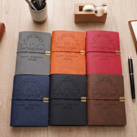 Cuaderno de piel sintética con relieve de oso y conejo de dibujos animados A6, con cierre de banda elástica, mini diario de bolsillo para estudiantes, regalo al por mayor
