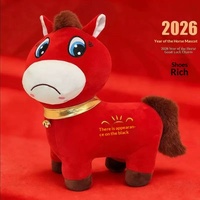 Jouet en peluche cheval pleurant de dessin animé créatif, en coton PP doux, mascotte du zodiaque de l'année du cheval, poupée en peluche, cadeaux d'anniversaire