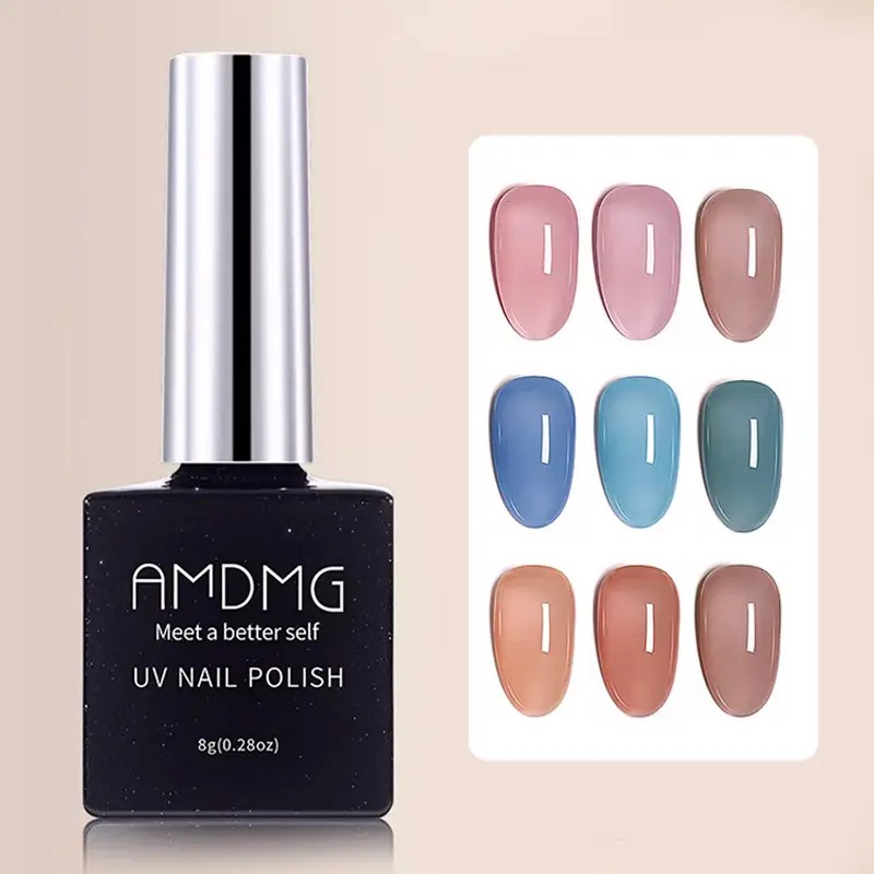 AMDMG OEM ODM 24 colors jelly transparent gel solid cream gel nail polish palette jelly color jelly gel polish for nail salon