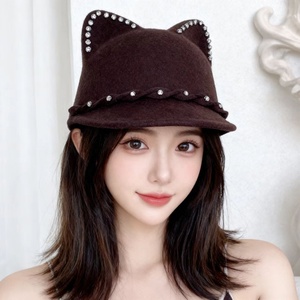 <span class=keywords><strong>Gorro</strong></span> <span class=keywords><strong>de</strong></span> Fieltro <span class=keywords><strong>de</strong></span> <span class=keywords><strong>Lana</strong></span> con <span class=keywords><strong>Orejas</strong></span> <span class=keywords><strong>de</strong></span> <span class=keywords><strong>Gato</strong></span> para Mujer, Estilo Moderno 2026, Gorra <span class=keywords><strong>de</strong></span> Béisbol con <span class=keywords><strong>Orejas</strong></span> <span class=keywords><strong>de</strong></span> Animal y Pedrería - Product Image 3