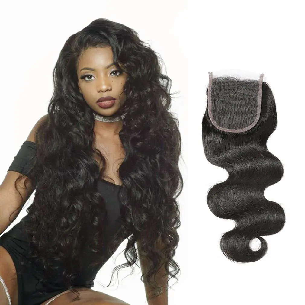 Uniky Wholesale hair vendors premium 4*4 swiss lace closure cuticle aligned virgin hair wavy human hair , bodywave lace closure