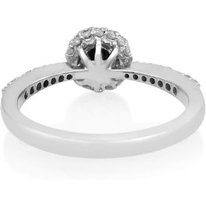 Anillo de Compromiso Jewelspaark con Halo de Diamantes Negros, Oro Blanco de 10k, Corte Brillante Redondo Natural de 1.09 Cttw, Moderno para Mujer - Product Image 3