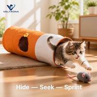 Tunnel pour chat en peluche orange et blanc, pliable, avec ouverture, 2 tailles : 25x80 cm et 25x120 cm