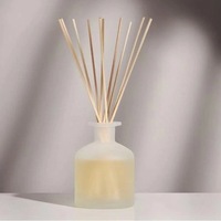 Vente en gros de bouteille de diffuseur de parfum en verre vide transparent givré de luxe noir mat de 50ml 100ml 150ml 250ml bouchon en caoutchouc