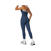 Ensemble de yoga moulant contrasté pour femme, en spandex extensible, dos croisé, pour entraînement et fitness, 2 pièces, uni, léger et élastique à l'avant