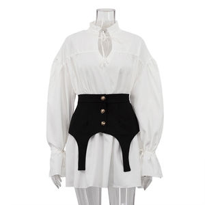 Nuovo arrivo 2025 estate abbigliamento moda <span class=keywords><strong>donna</strong></span> manica lunga camicette da <span class=keywords><strong>donna</strong></span> camicie <span class=keywords><strong>con</strong></span> corsetto due pezzi - Product Image 3