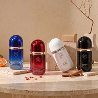 Vente en gros de flacons en verre ronds de luxe en forme de capsule vides de 30 ml, 40 ml, 60 ml, 100 ml, 120 ml pour soins de la peau avec pompe à lotion