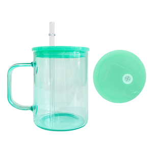 Vente en gros de gelée colorée d'entrepôt américain 17oz sublimation vierge tasses de camping-car en verre coloré transparent à haute teneur en borosilicate - Product Image 3