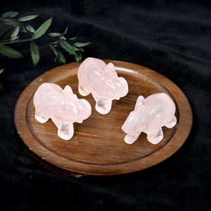 Vente flash - Sculpture d'éléphant en quartz rose naturel - Pierre de guérison en cristal - Statue d'animal pour la décoration - Product Image 5