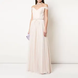 Good Quality Wholesale Elegant Simple Off Shoulder Sleeveless Prom Dress For Women