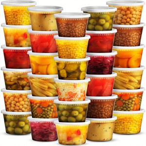 16 Oz Deli Food Containers <b>Lids</b> Airtight Leak Proof Stackable BPA-Free Dishwasher <b>Microwave</b> Safe for Takeout Meal - Product Image 1