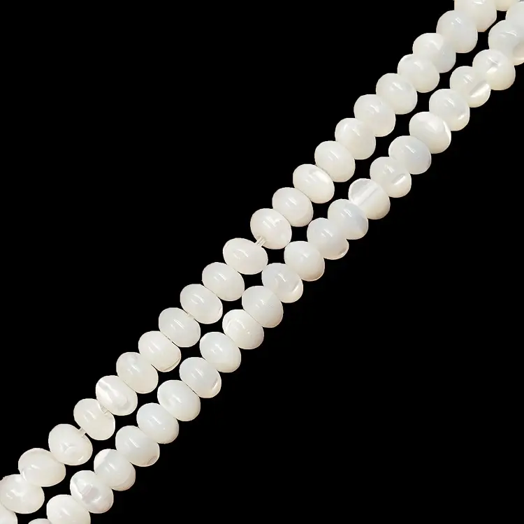 3 × 4ミリメートルFlat Rondelle Shell Pearl Beads White Mother Pearl For Prayer Tasbih Beads