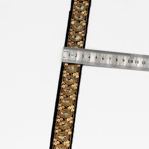 Cinta de <span class=keywords><strong>guipur</strong></span> de lentejuelas doradas con ribete de <span class=keywords><strong>encaje</strong></span> bordado hecho a mano al por mayor en 2,5 cm 3cm de ancho decoración de ropa de código de barras - Product Image 4