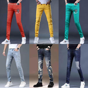2026 nuovo Design da <span class=keywords><strong>uomo</strong></span> <span class=keywords><strong>Jeans</strong></span> dritti Vintage tinta unita in puro cotone Street Fashion strappato sottile elasticizzato buco <span class=keywords><strong>scuro</strong></span> in difficoltà - Product Image 5