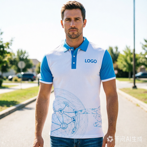 <span class=keywords><strong>Polo</strong></span> da Lavoro Personalizzata con Logo, Manica Corta, 100% Poliestere, Asciugatura Rapida, per Uomo - Product Image 2