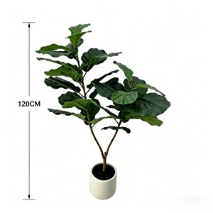 Artificial <b>Tree</b> Green <b>Potted</b> with Piano Leaf Banyan Ornaments for Living Room Floor Simulation - Product Image 2