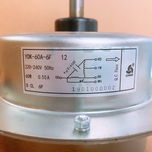 Motor de ventilador para aire acondicionado Chigo Ydk-60A-6F 12 Ac, 60W, 220-240V, 50Hz, monofásico, para exteriores. - Product Image 1