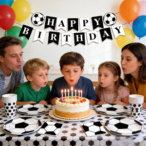 Décorations de fête pour enfants DAMAI, thème football, assiettes en papier, fournitures de fête jetables, ensemble de vaisselle de fête, gobelets, serviettes, nappe, bannière - Product Image 1
