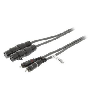 Cable estéreo XLR 2x XLR hembra de 3 pines a 2x RCA macho 1,5 M gris oscuro - Product Image 1