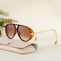 Lunettes de soleil tendance Partagas, design personnalisé, logo sur mesure, monture ronde surdimensionnée, double pont, protection UV400, pour femmes
