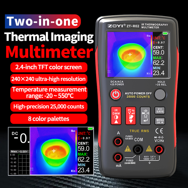 ZOYI ZT-R02 Infrared Thermal Imaging Camera 96x96 Resolution 8-14μm Wavelength Type-C USB Rechargeable Adjustable Temperature