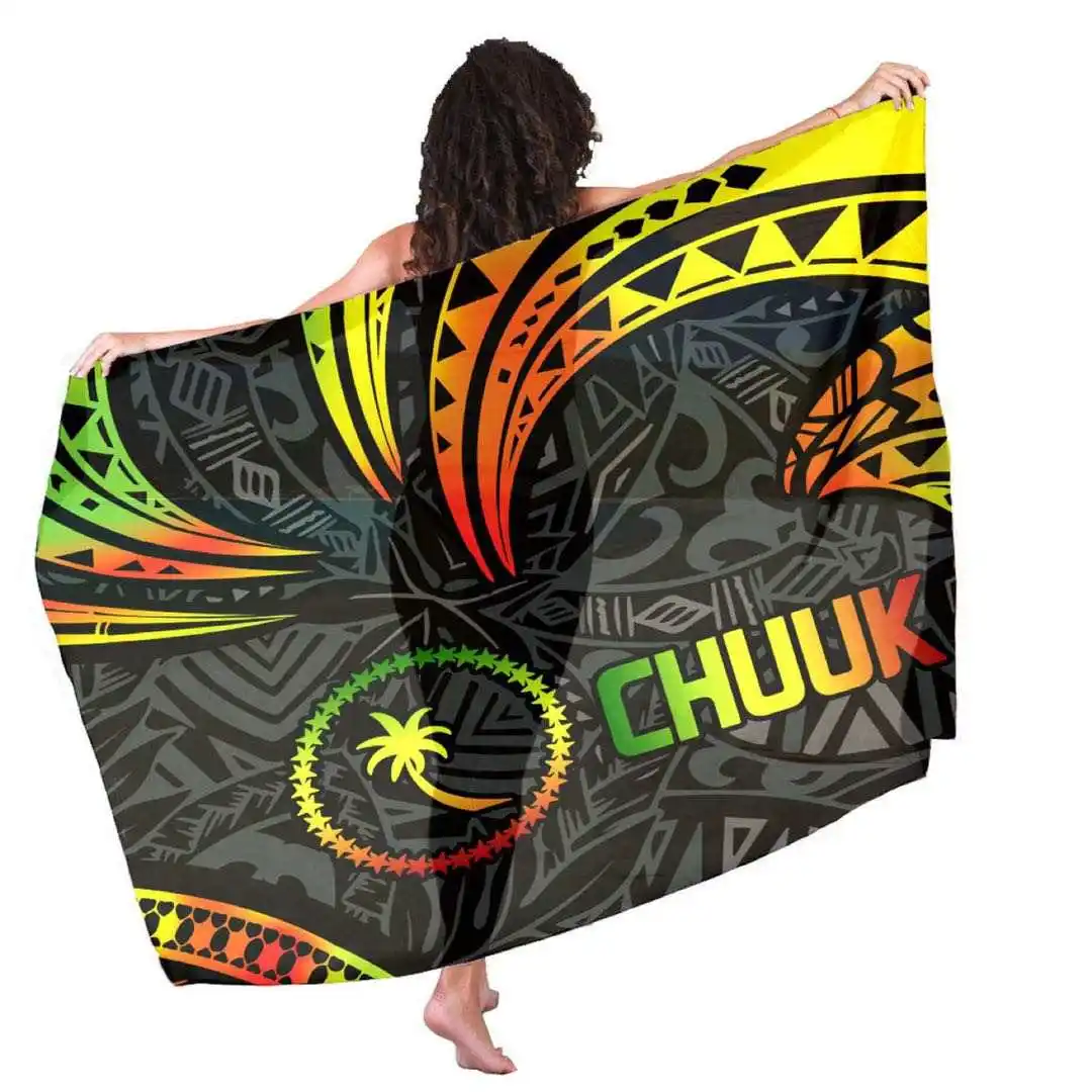 Chuukese bayrak kumaşı sarong tribal desen karışık polinezya sarongs 145cm * 115 cm veya 180cm * 90cm plaj lavalava eşarp özelleştirmek