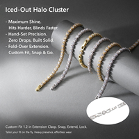 Gelang Rantai Tenis Berlapis Emas 14K dengan Hiasan Bunga Persegi, Perhiasan Mewah, Hadiah, 6.5mm Halo Cushion Cut CZ Berlian Imitasi
