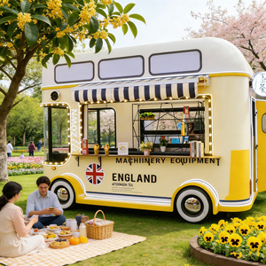 ZOWN Yellow Mobile Food Truck Trailer With <b>Union</b> <b>Jack</b> Design England Afternoon Tea Themed Outdoor Vending Cart - Product Image 1