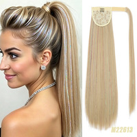 Queue de cheval longue et droite de 60g, style européen et américain, en cheveux vierges, avec mèches laser, extension pré-collée, emballage personnalisable