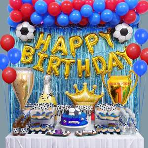 97 Piezas de Decoración para Fiesta de Cumpleaños con Temática de Fútbol, Kit de Arco de Globos Azules y Rojos para Niños, Fondo para Habitación, Suministros de Globos de Fútbol - Product Image 2