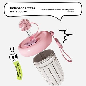 Gobelet à extraction froide monocouche à ventouse, design esthétique, mignon, <span class=keywords><strong>avec</strong></span> poignée, <span class=keywords><strong>paille</strong></span>, support pour téléphone portable et couvercle, idéal comme cadeau - Product Image 4