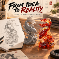 Figur Ikan Resin Kustom dalam Kotak Misteri, Sirip Mengalir Transparan, Koleksi Desainer, Produsen OEM