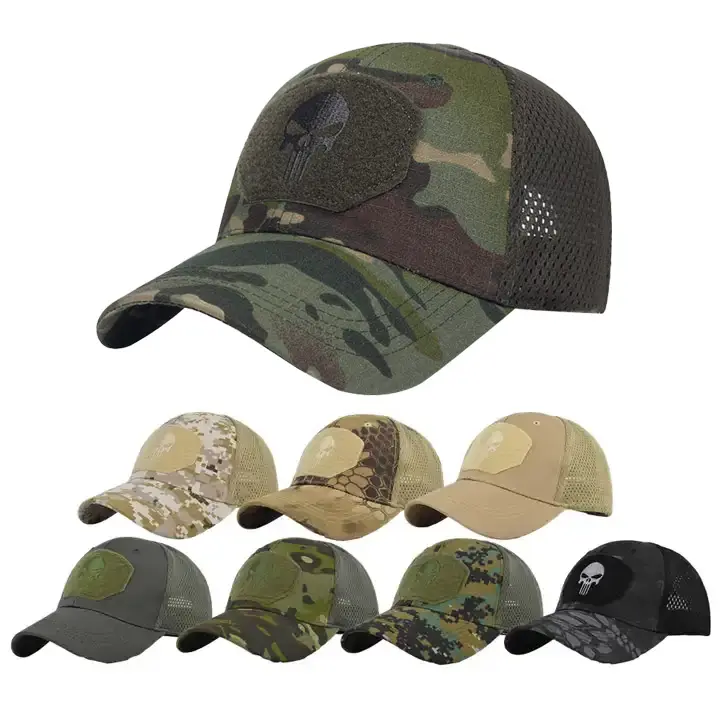 Skull Embroidered Camouflage Baseball Cap mesh Breathable Sports Mountaineering Travel Outdoor Sun Hat